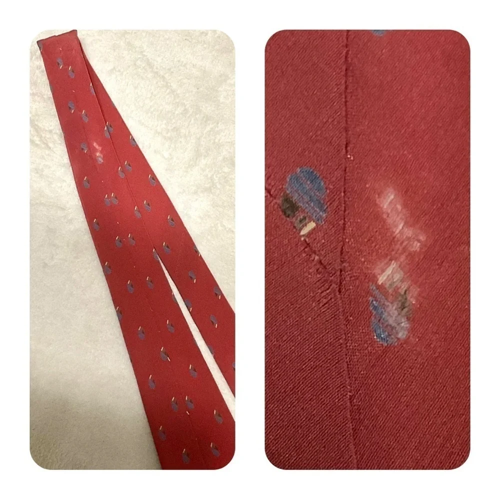 VTG John Silk & Co Haberdashers Men Silk Tie Preppy Red‎ Blue Foulard Italy Rare
